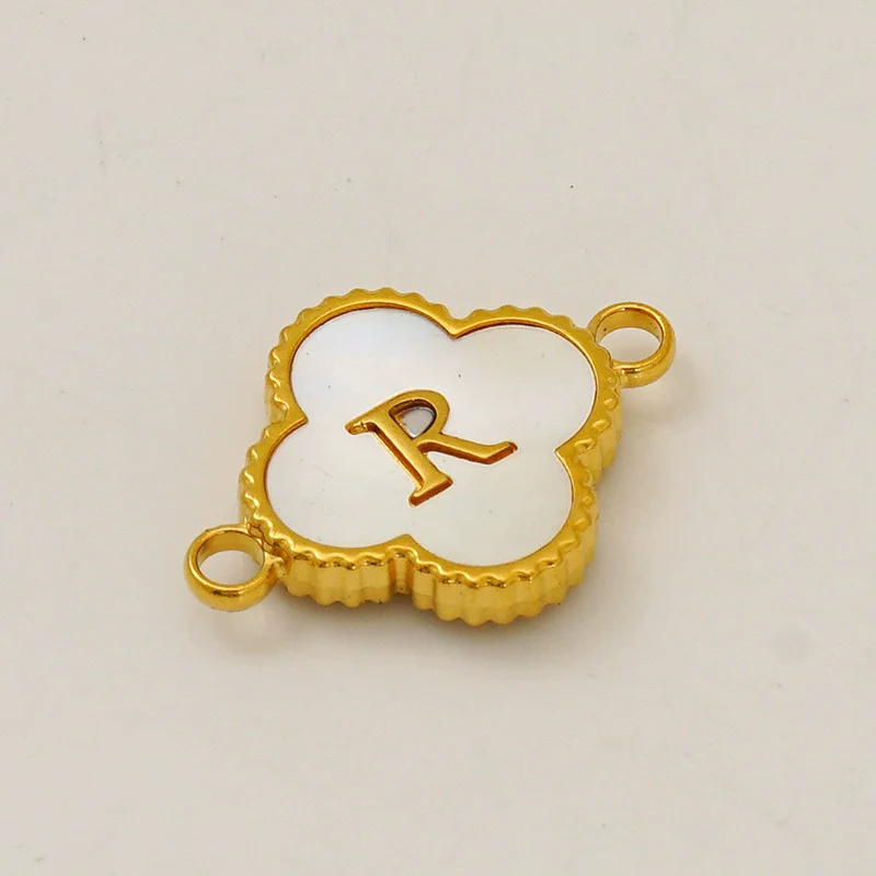 Wholesale 316L Stainless Steel Four Leaf Clover And English Letter Pendant Accessories With Electroplating For Bracelets - Image 23