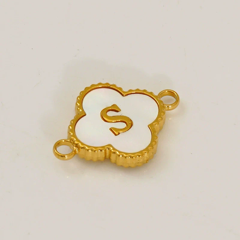 Wholesale 316L Stainless Steel Four Leaf Clover And English Letter Pendant Accessories With Electroplating For Bracelets - Image 24