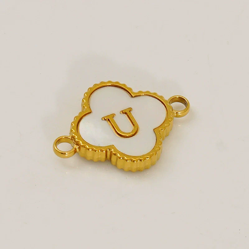 Wholesale 316L Stainless Steel Four Leaf Clover And English Letter Pendant Accessories With Electroplating For Bracelets - Image 26