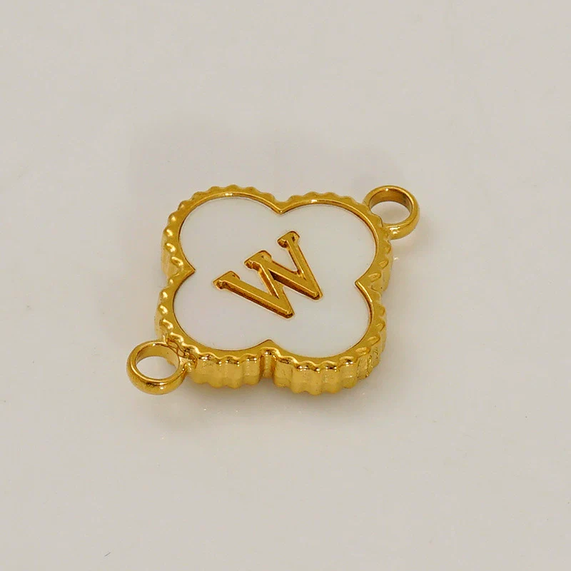 Wholesale 316L Stainless Steel Four Leaf Clover And English Letter Pendant Accessories With Electroplating For Bracelets - Image 28