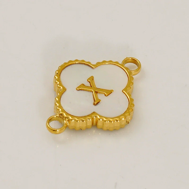 Wholesale 316L Stainless Steel Four Leaf Clover And English Letter Pendant Accessories With Electroplating For Bracelets - Image 29