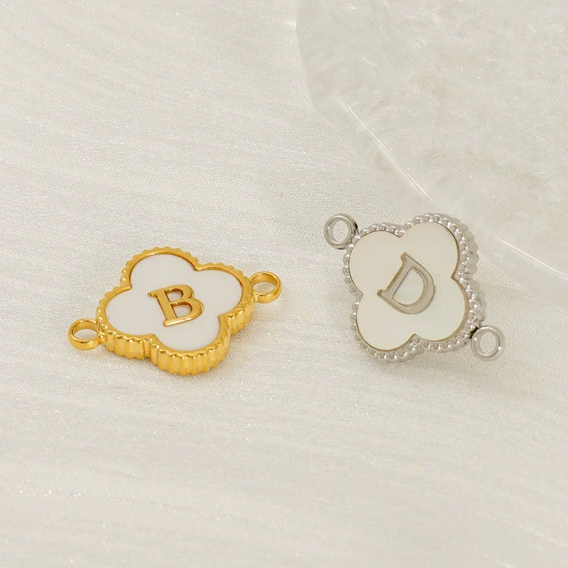 Wholesale 316L Stainless Steel Four Leaf Clover And English Letter Pendant Accessories With Electroplating For Bracelets - Image 3