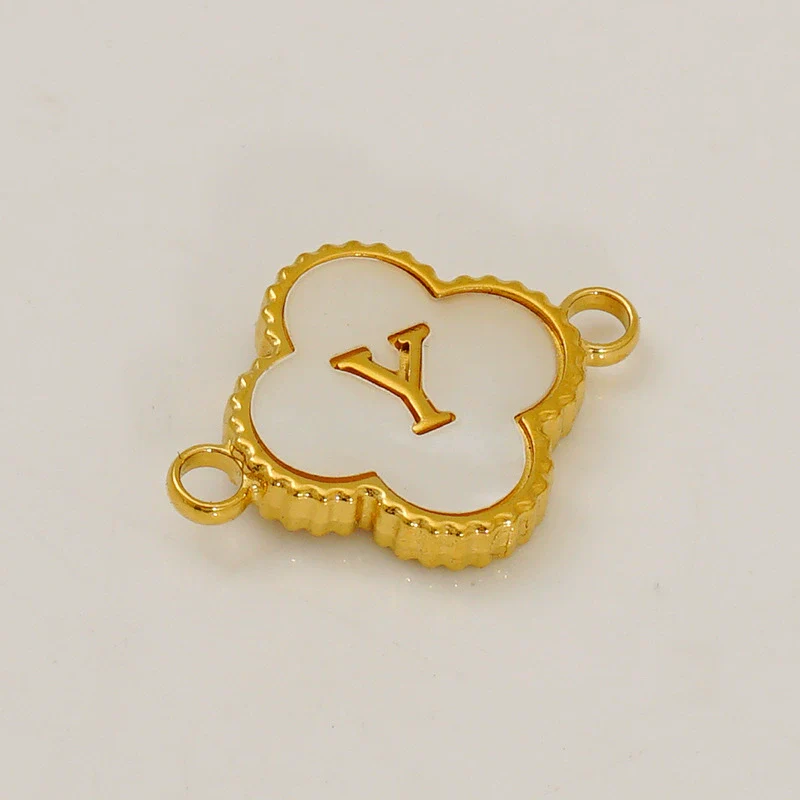 Wholesale 316L Stainless Steel Four Leaf Clover And English Letter Pendant Accessories With Electroplating For Bracelets - Image 30