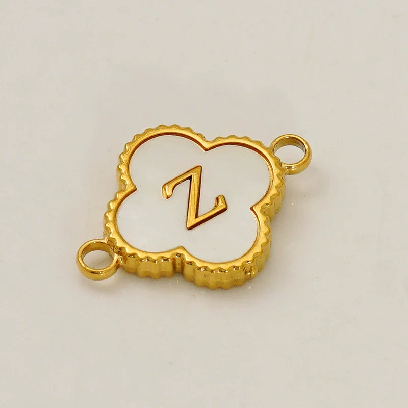 Wholesale 316L Stainless Steel Four Leaf Clover And English Letter Pendant Accessories With Electroplating For Bracelets - Image 31