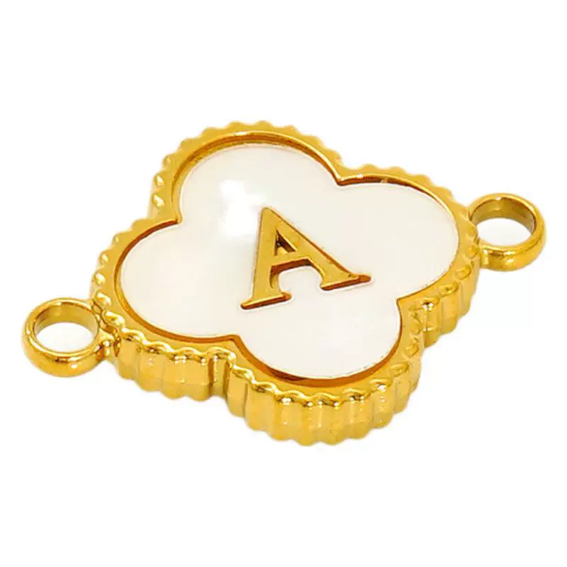 Wholesale 316L Stainless Steel Four Leaf Clover And English Letter Pendant Accessories With Electroplating For Bracelets - Image 5