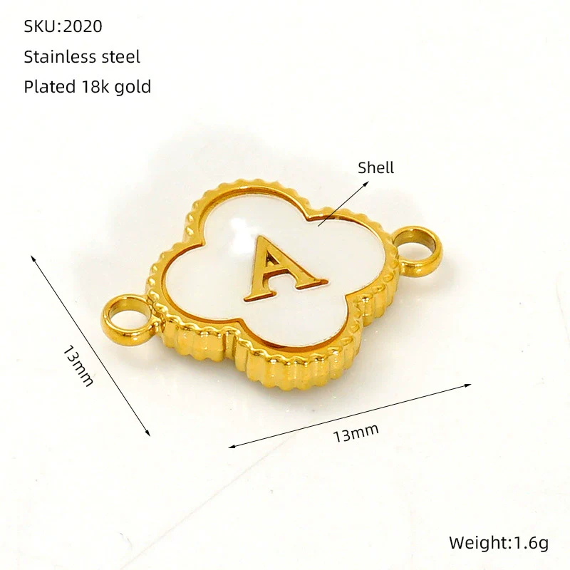 Wholesale 316L Stainless Steel Four Leaf Clover And English Letter Pendant Accessories With Electroplating For Bracelets - Image 6