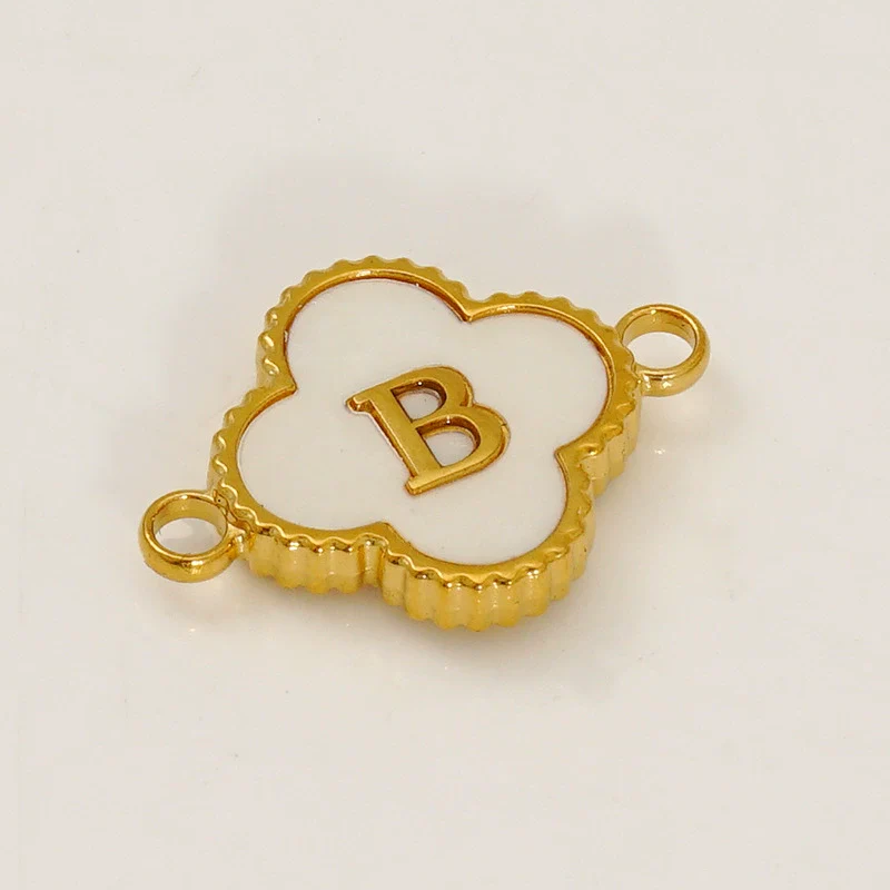 Wholesale 316L Stainless Steel Four Leaf Clover And English Letter Pendant Accessories With Electroplating For Bracelets - Image 7