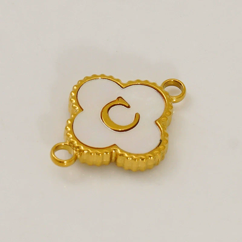 Wholesale 316L Stainless Steel Four Leaf Clover And English Letter Pendant Accessories With Electroplating For Bracelets - Image 8