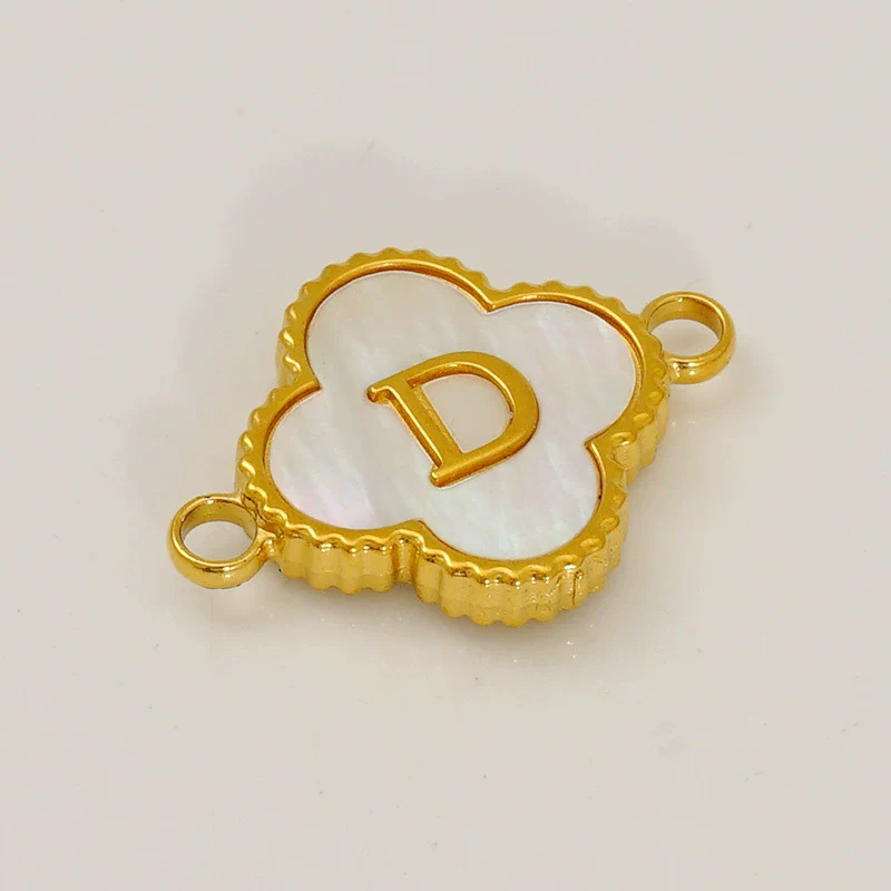 Wholesale 316L Stainless Steel Four Leaf Clover And English Letter Pendant Accessories With Electroplating For Bracelets - Image 9