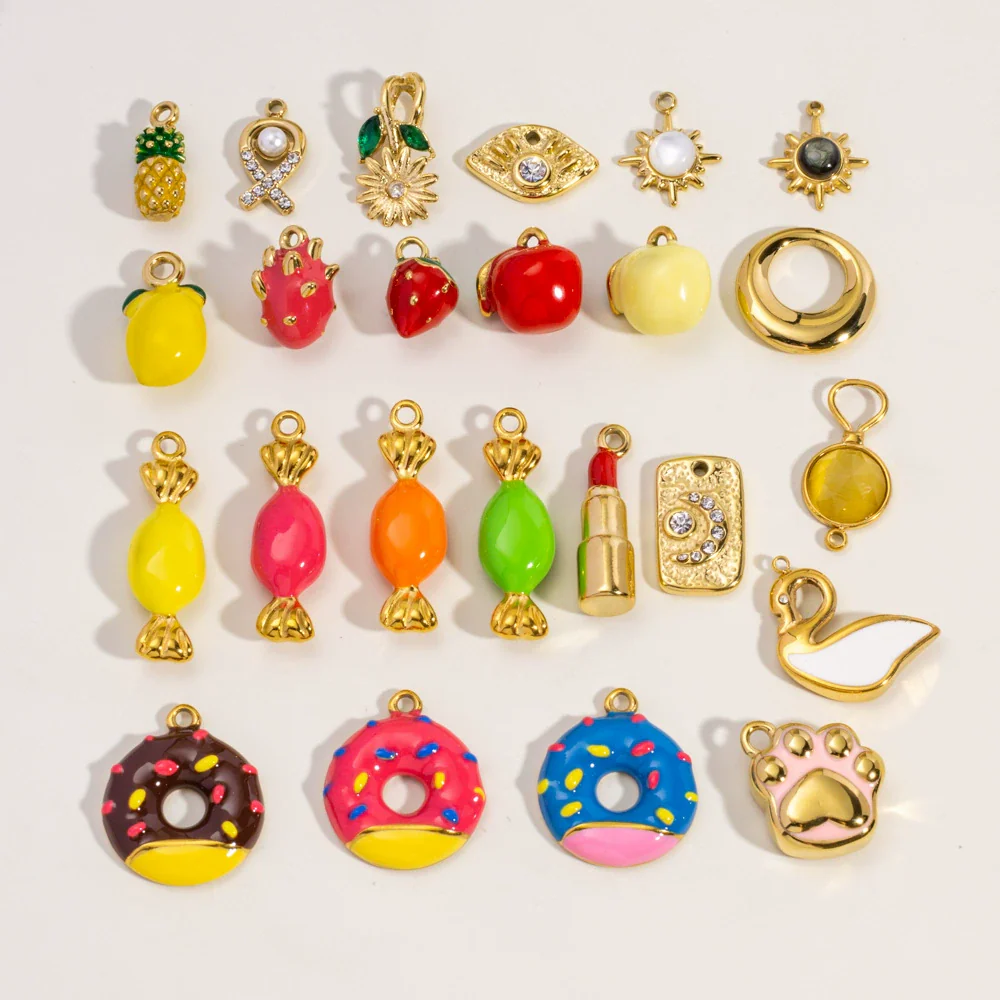 Wholesale Stainless Steel Fruit Food Style Dripping Oil Handmade Jewelry Pendant