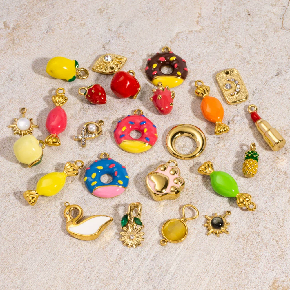 Wholesale Stainless Steel Fruit Food Style Dripping Oil Handmade Jewelry Pendant - Image 3
