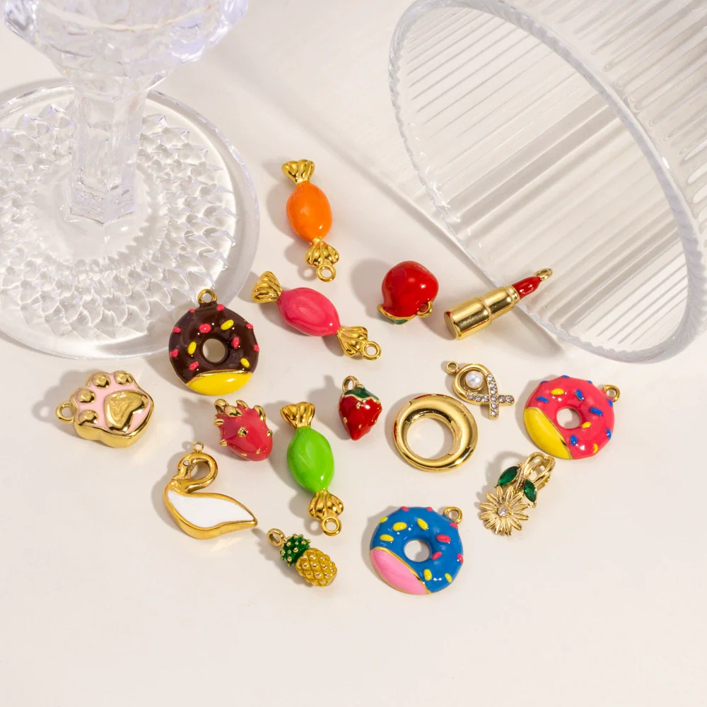 Wholesale Stainless Steel Fruit Food Style Dripping Oil Handmade Jewelry Pendant - Image 4