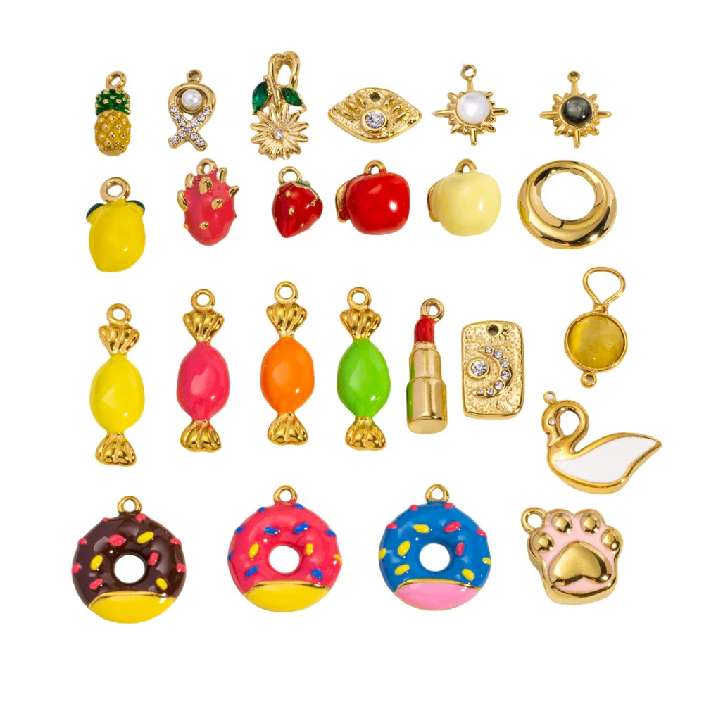 Wholesale Stainless Steel Fruit Food Style Dripping Oil Handmade Jewelry Pendant - Image 5