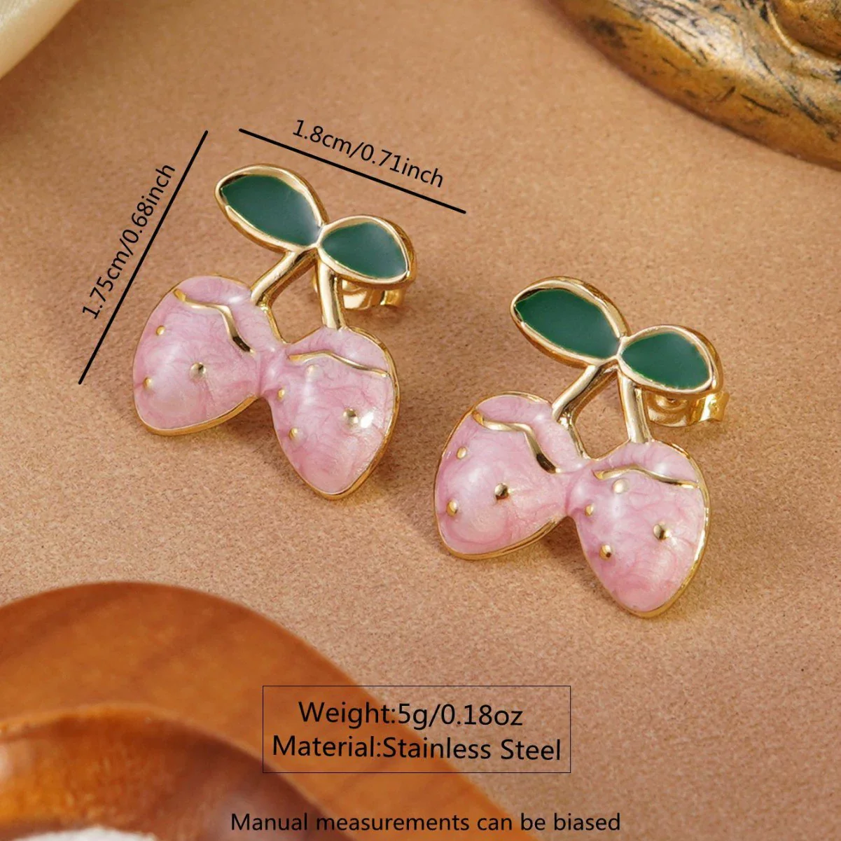Wholesale Stainless Steel Fruit Shape Dripping Oil Earrings For Women Creamy Sweet Girl Style - Image 4