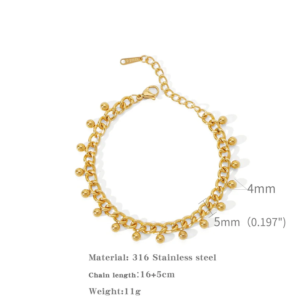 Wholesale Stainless Steel Geometric Bead Pendant Clavicle Chain Electroplated Unisex Design Sense Niche Light Luxury Bracelet - Image 7