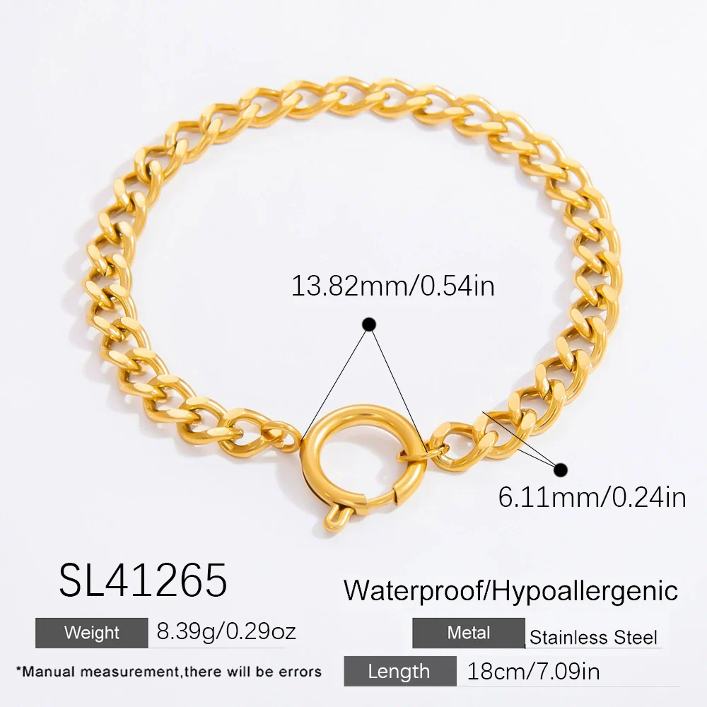 Wholesale Stainless Steel Geometric Bracelet Chain Electroplated 18K Real Gold For Women - Image 7