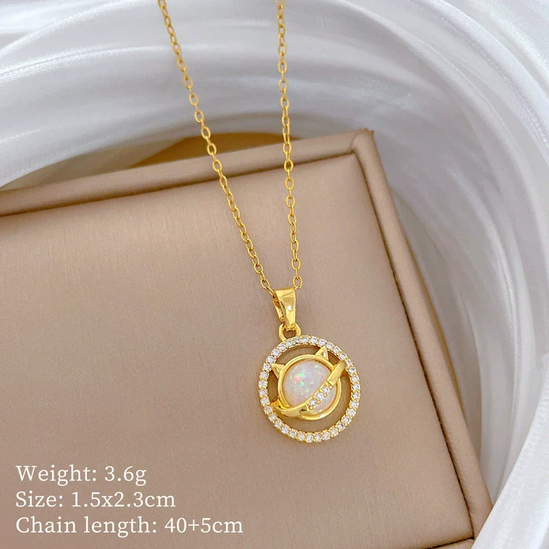 Wholesale Stainless Steel Geometric Cat Fashion Light Luxury Elegant Gorgeous Diamond Unisex Necklace - Image 7