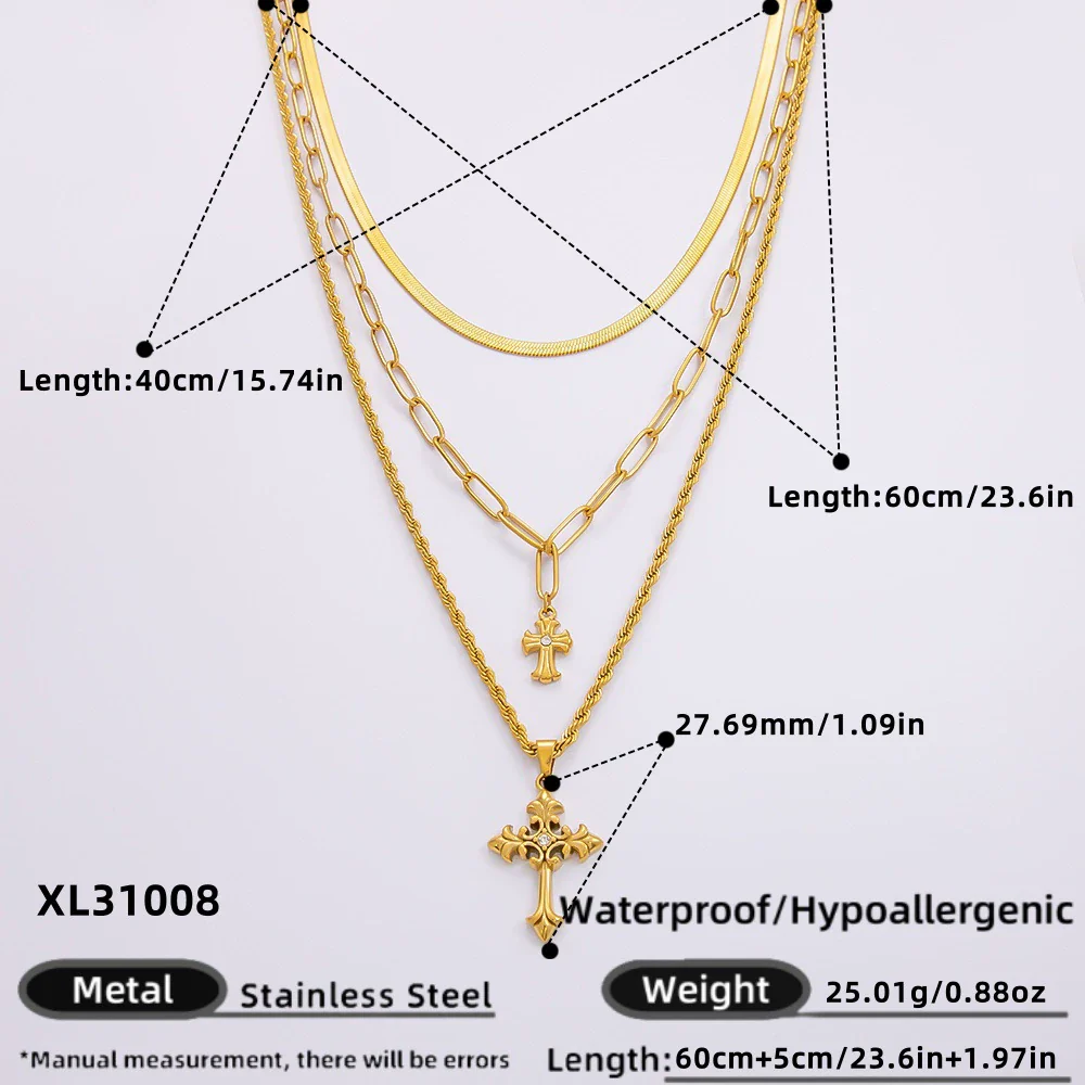 Wholesale Stainless Steel Geometric Cross Clavicle Chain Jewelry With 18K Gold Electroplating For Women - Image 7