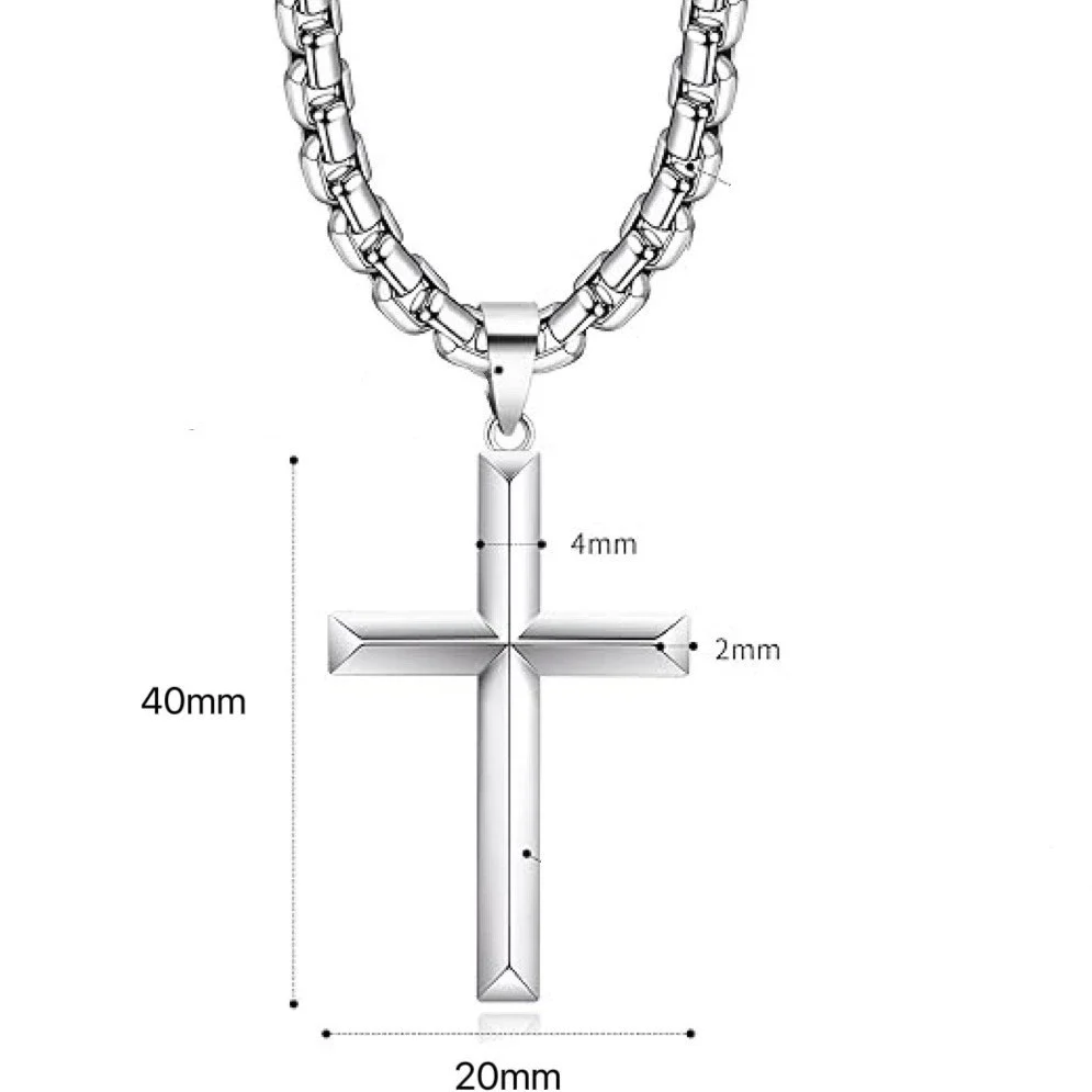 Wholesale Stainless Steel Geometric Cross Pendant Cuban Chain Polish Unisex Necklace - Image 3