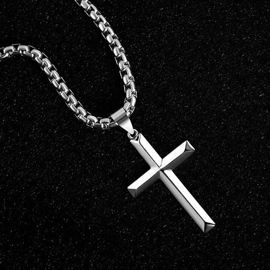 Wholesale Stainless Steel Geometric Cross Pendant Cuban Chain Polish Unisex Necklace - Image 4