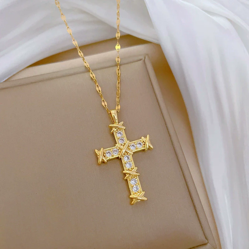 Wholesale Stainless Steel Geometric Cross Pendant Necklace For Women And Men - Image 3