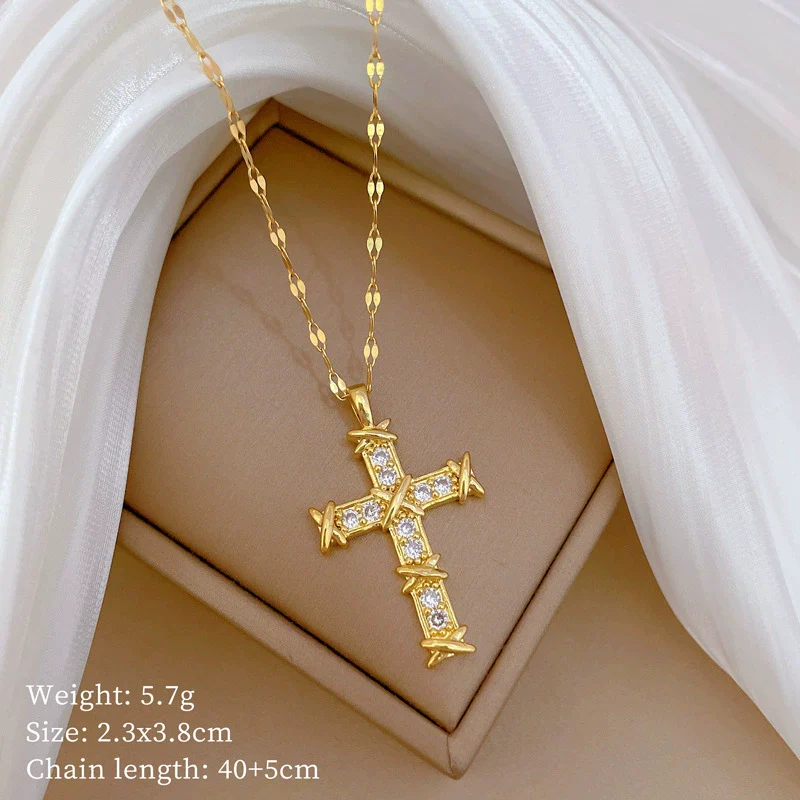 Wholesale Stainless Steel Geometric Cross Pendant Necklace For Women And Men - Image 6