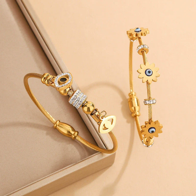 Wholesale Stainless Steel Geometric Devil's Eye 18K Goldplated Personalized Bracelets - Image 2