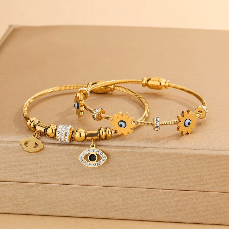 Wholesale Stainless Steel Geometric Devil's Eye 18K Goldplated Personalized Bracelets - Image 3