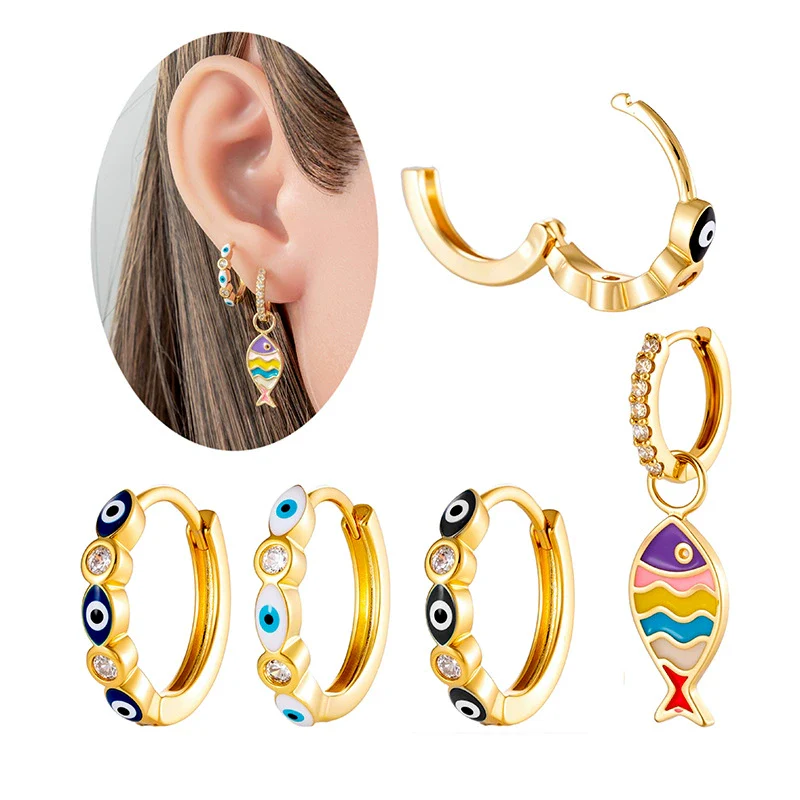 Wholesale Stainless Steel Geometric Dripping Oil Style Pierced Earrings