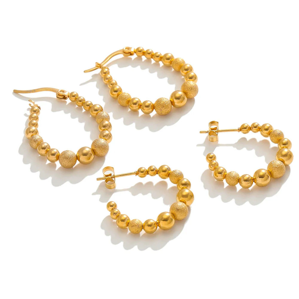 Wholesale Stainless Steel Geometric Earrings With Electroplating Drop Shaped And Wave Patterns For Women - Image 2
