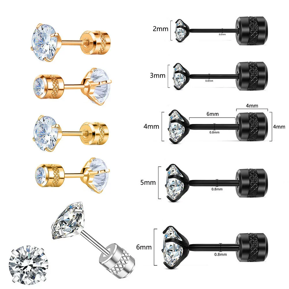 Wholesale Stainless Steel Geometric Electroplated Diamondencrusted Screwbuckle Earrings For Women - Image 2