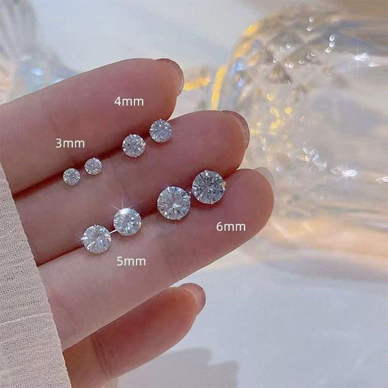 Wholesale Stainless Steel Geometric Electroplated Diamondencrusted Screwbuckle Earrings For Women - Image 3