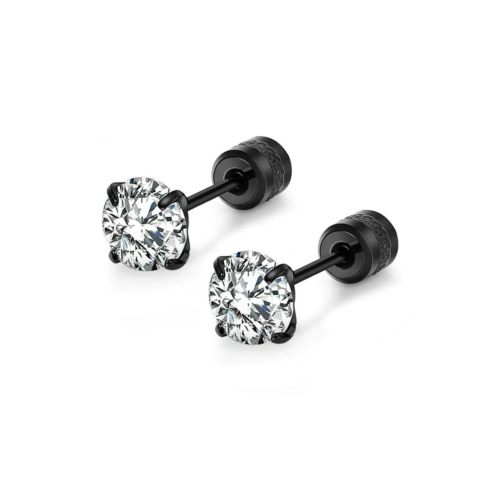 Wholesale Stainless Steel Geometric Electroplated Diamondencrusted Screwbuckle Earrings For Women - Image 9