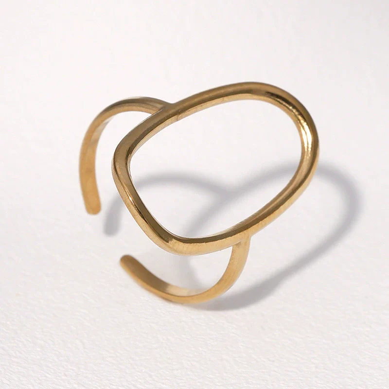 Wholesale Stainless Steel Geometric Electroplated Open Ring Hand Jewelry For Women - Image 2