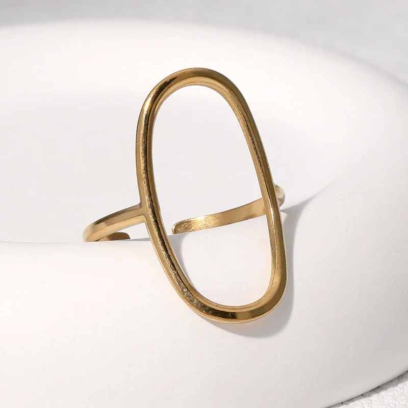 Wholesale Stainless Steel Geometric Electroplated Open Ring Hand Jewelry For Women - Image 4