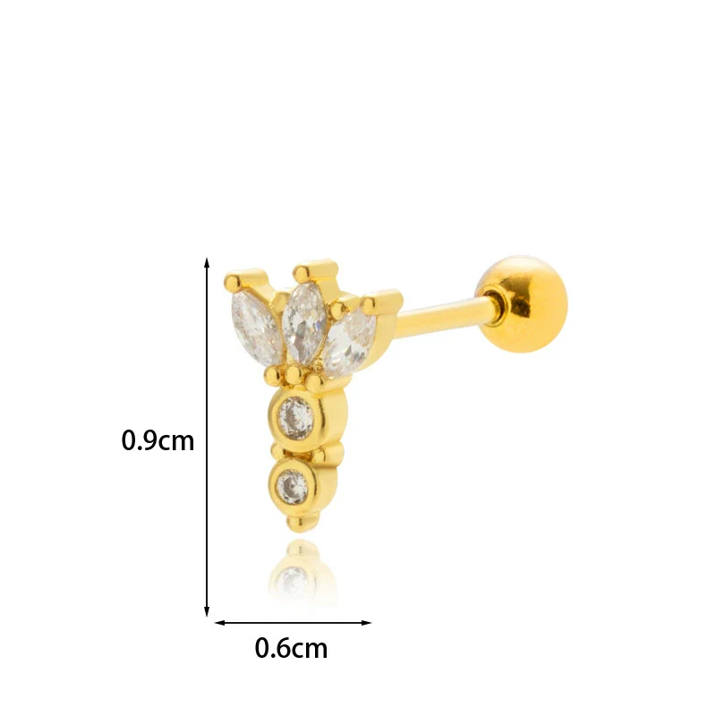 Wholesale Stainless Steel Geometric Fashion Women's Electroplated Cartilage Ear Studs - Image 5