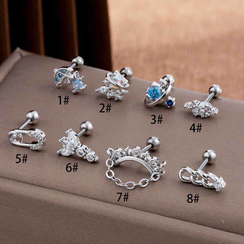 Wholesale Stainless Steel Geometric Fashion Women's Electroplated Cartilage Ear Studs - Image 6