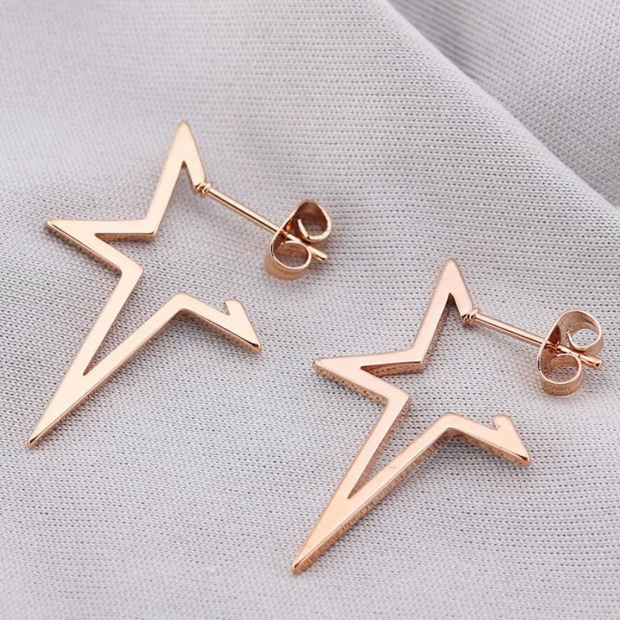 Wholesale Stainless Steel Geometric Fivepointed Star Earrings With Electroplating For Women Minimalist Style - Image 2