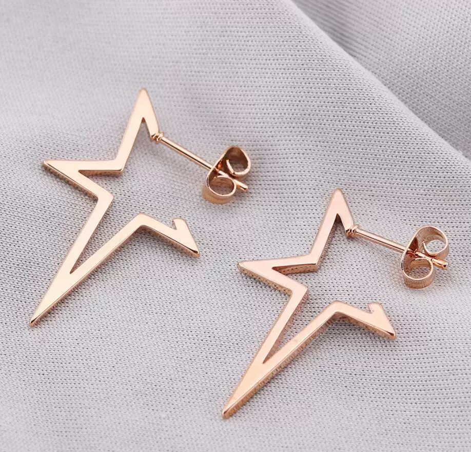 Wholesale Stainless Steel Geometric Fivepointed Star Earrings With Electroplating For Women Minimalist Style - Image 9