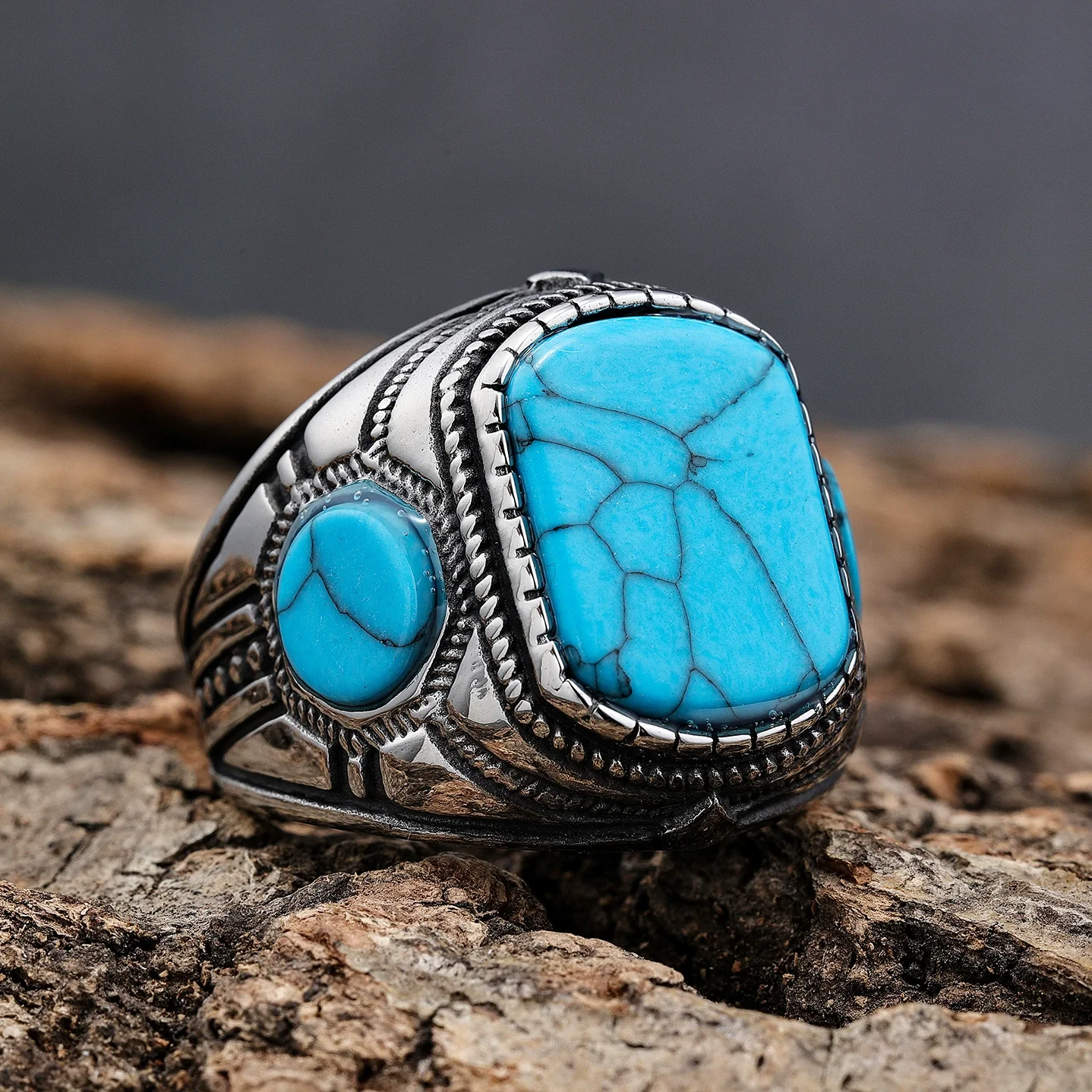 Wholesale Stainless Steel Geometric Gemstone Ring For Men And Unisex - Image 2