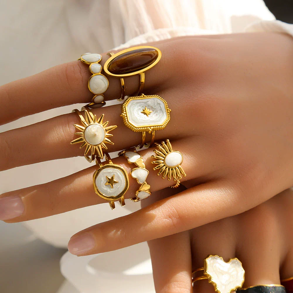 Wholesale Stainless Steel Geometric Goldplated Love Ring Set For Women And Unisex - Image 4