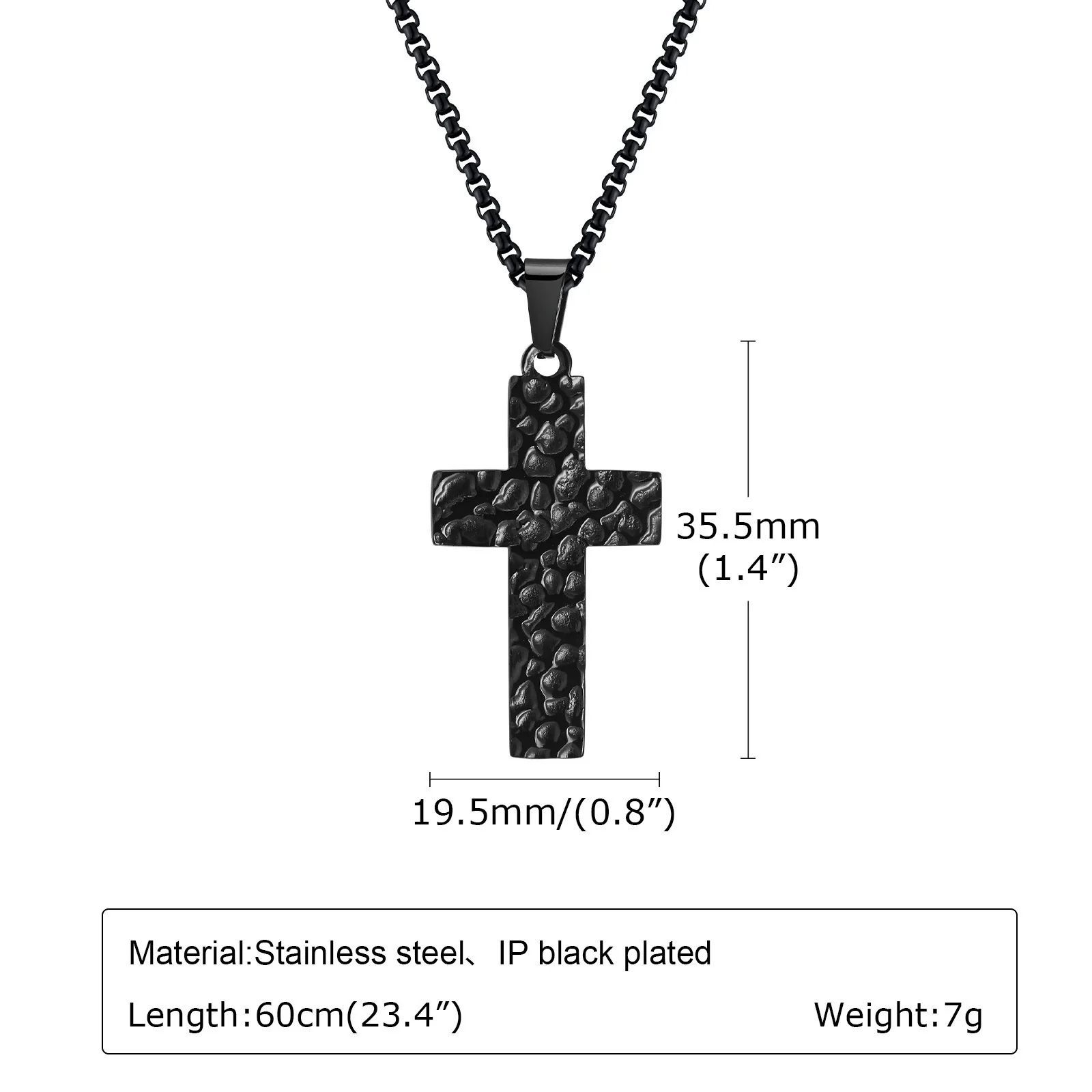 Wholesale Stainless Steel Geometric Hammer Pattern Cross Pendant Gold Plated Necklace For Men - Image 6