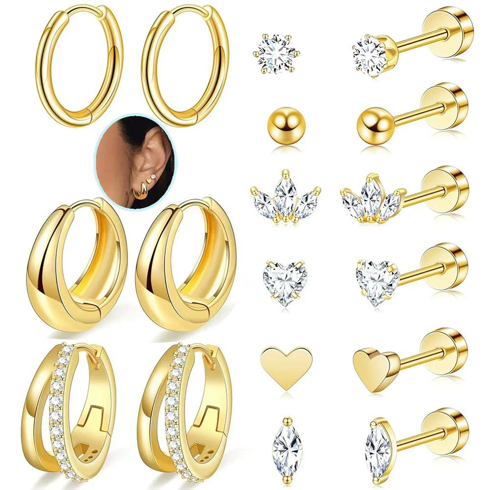 Wholesale Stainless Steel Geometric Heartshaped Electroplated Zircon Unisex Earrings