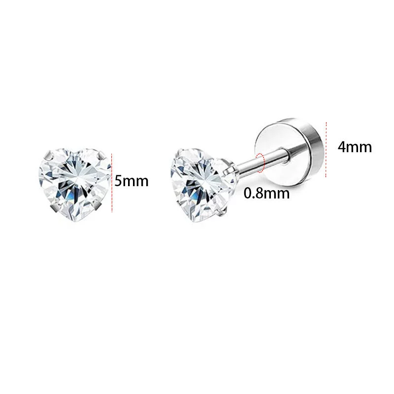 Wholesale Stainless Steel Geometric Heartshaped Electroplated Zircon Unisex Earrings - Image 18