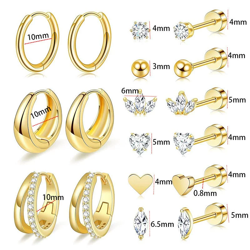 Wholesale Stainless Steel Geometric Heartshaped Electroplated Zircon Unisex Earrings - Image 5