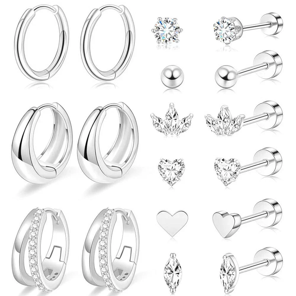 Wholesale Stainless Steel Geometric Heartshaped Electroplated Zircon Unisex Earrings - Image 7
