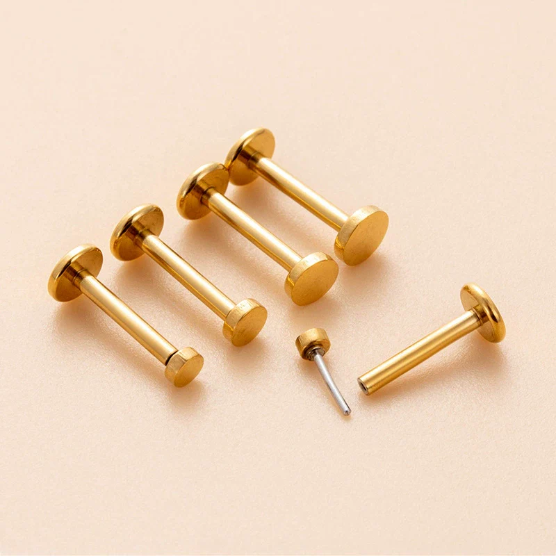 Wholesale Stainless Steel Geometric Inserted Pin Rod Lip Nail Ear Bone Nail Cartilage Earrings Electroplated Puncture Jewelry