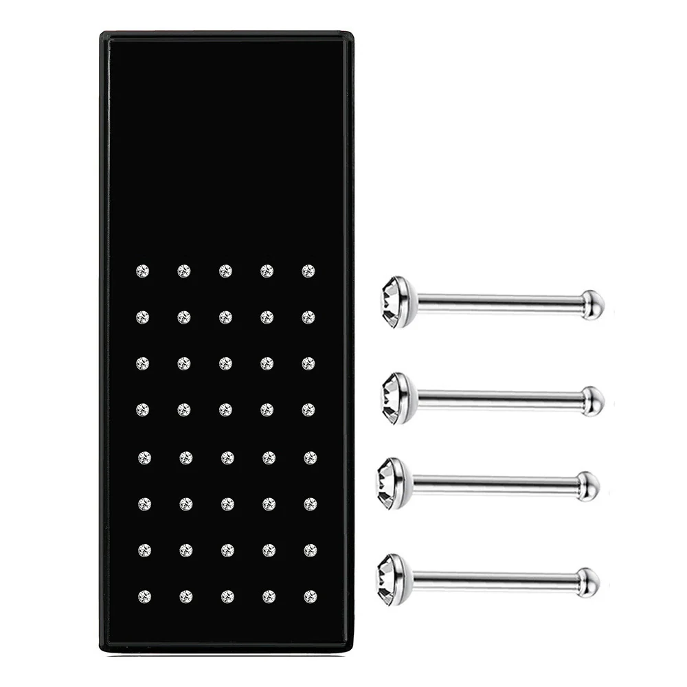 Wholesale Stainless Steel Geometric Ltype Nose Ring Set With Diamonds Puncture Jewelry Unisex - Image 16