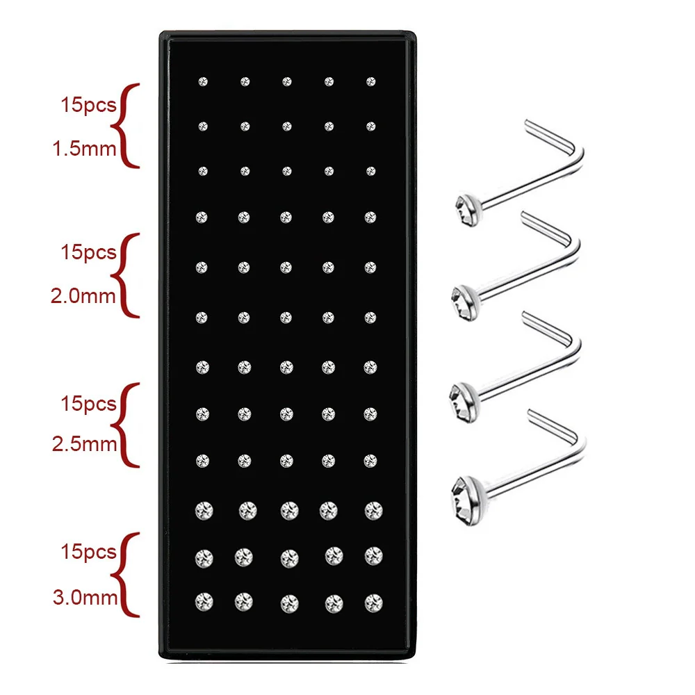 Wholesale Stainless Steel Geometric Ltype Nose Ring Set With Diamonds Puncture Jewelry Unisex - Image 24