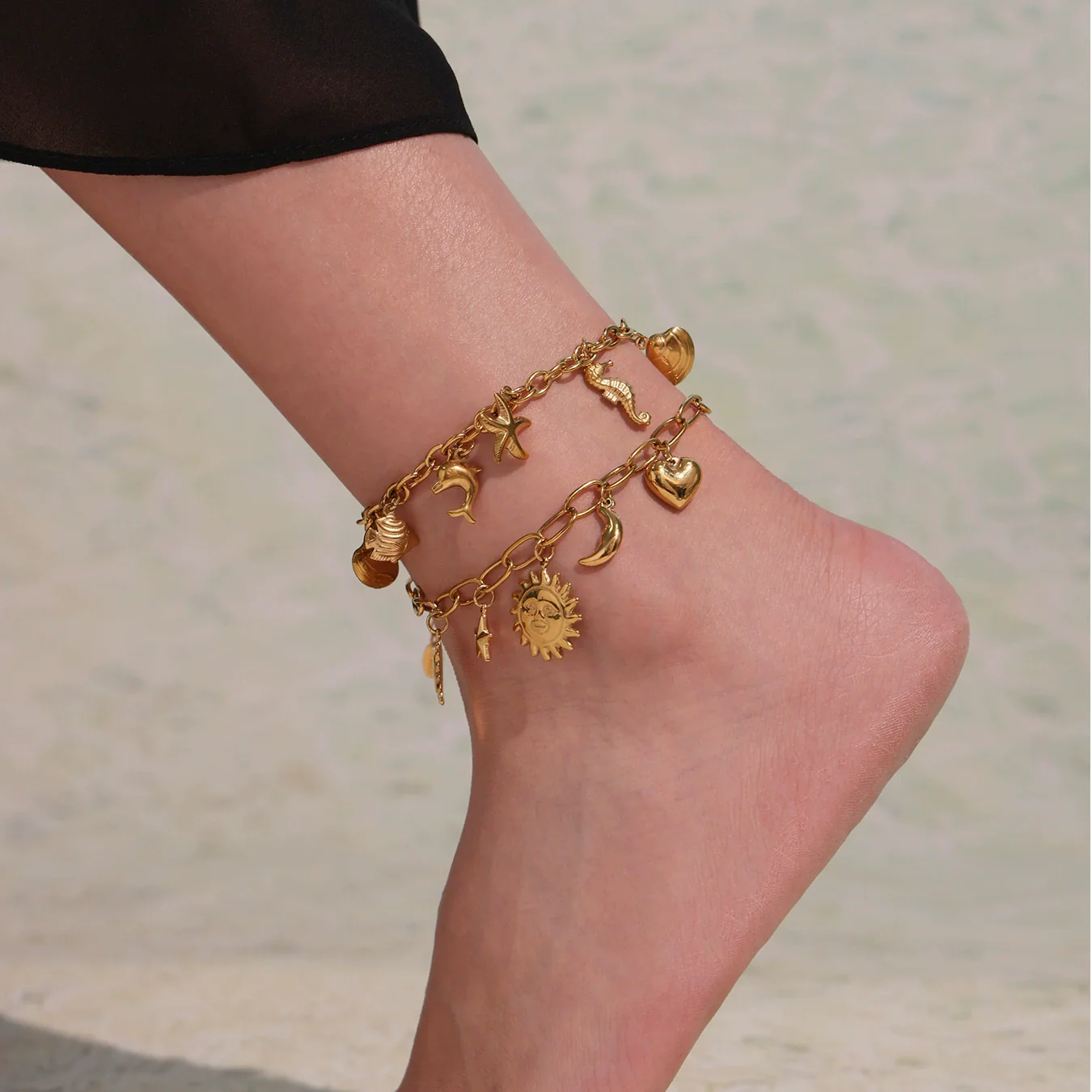 Wholesale Stainless Steel Geometric Marine Style Diy Accessories Bracelet And Anklet For Women With Electroplating - Image 3